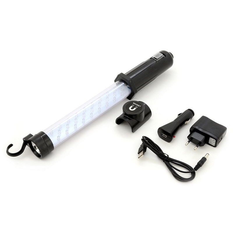 Montage de la lampe de poche 27+7LED rechargeable 12/220V Li-on 1200mAh