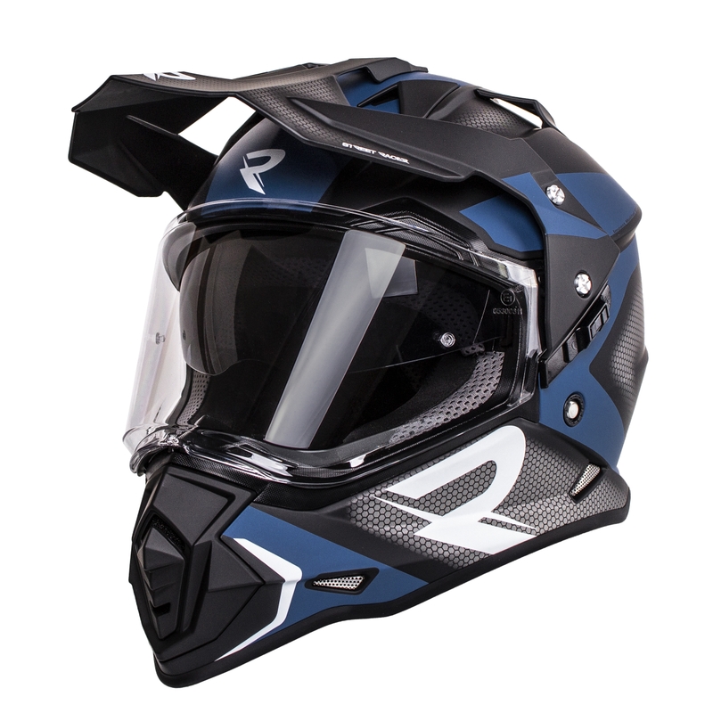 Casque d'enduro Street Racer Tracker noir-bleu