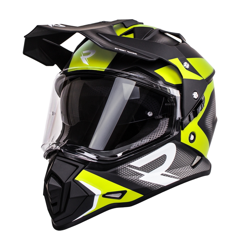 Casque enduro Street Racer Tracker noir-jaune fluo