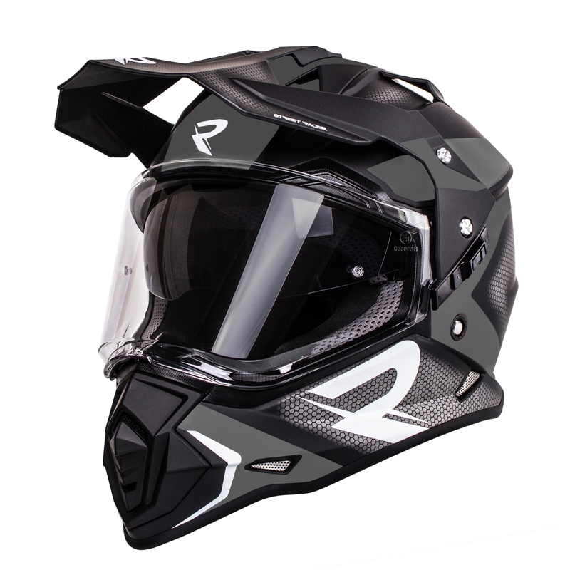 Casque d'enduro Street Racer Tracker noir-gris