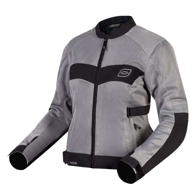 Veste de moto Ozone Dart pour femmes, argent et noir
