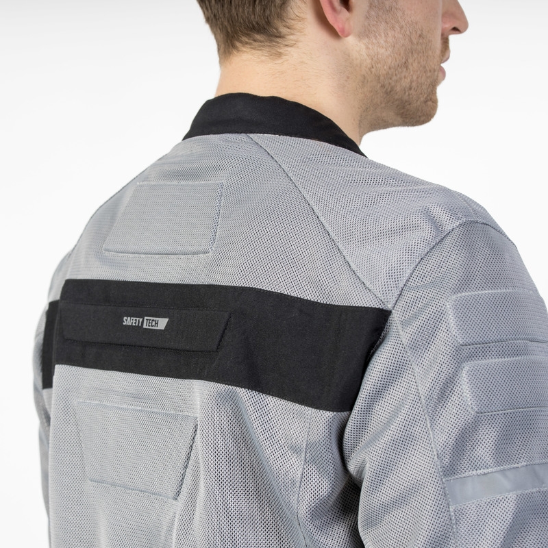 Veste de moto Ozone Dart argent-noir