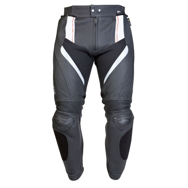 Kožené kalhoty na motorku Ozone Grip - černo/bílé