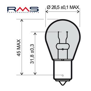 Žárovka RMS 12V 21W , BA15S oranžová