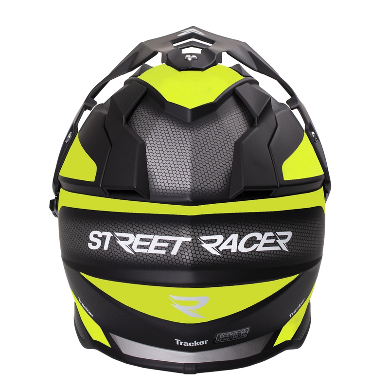 Casque enduro Street Racer Tracker noir-jaune fluo