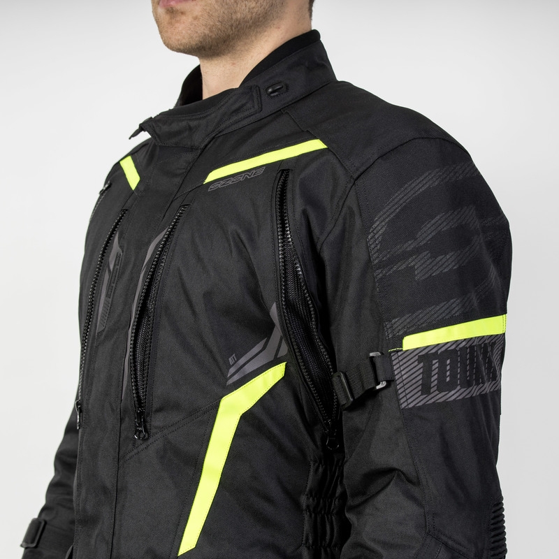 Veste moto Ozone Tour III noir-anthracite-jaune fluo