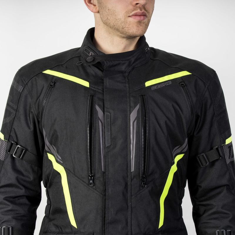 Veste moto Ozone Tour III noir-anthracite-jaune fluo