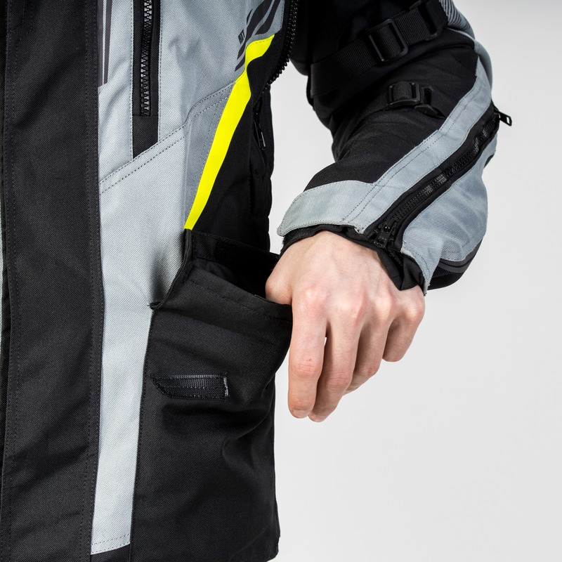 Veste moto Ozone Tour III noir-gris-jaune fluo