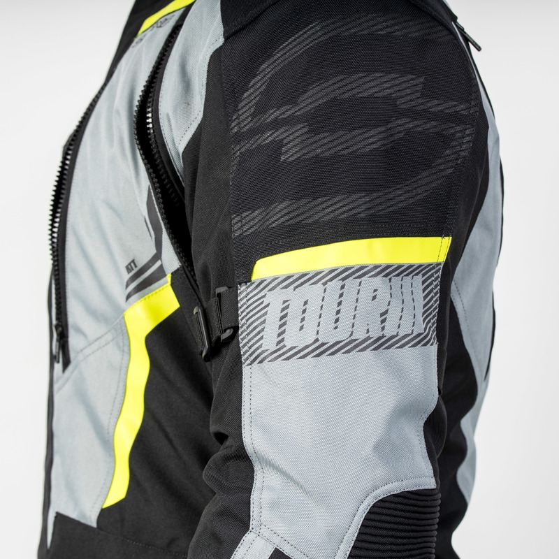Veste moto Ozone Tour III noir-gris-jaune fluo