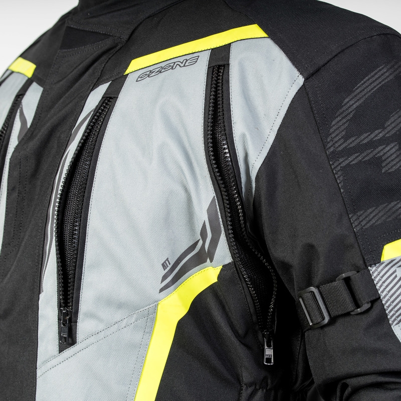 Veste moto Ozone Tour III noir-gris-jaune fluo