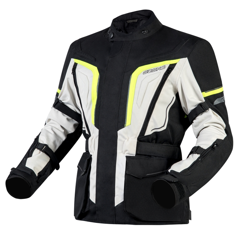 Veste moto Ozone Sahara noir-gris-jaune fluo soldes
