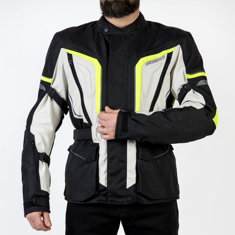 Veste moto Ozone Sahara noir-gris-jaune fluo soldes