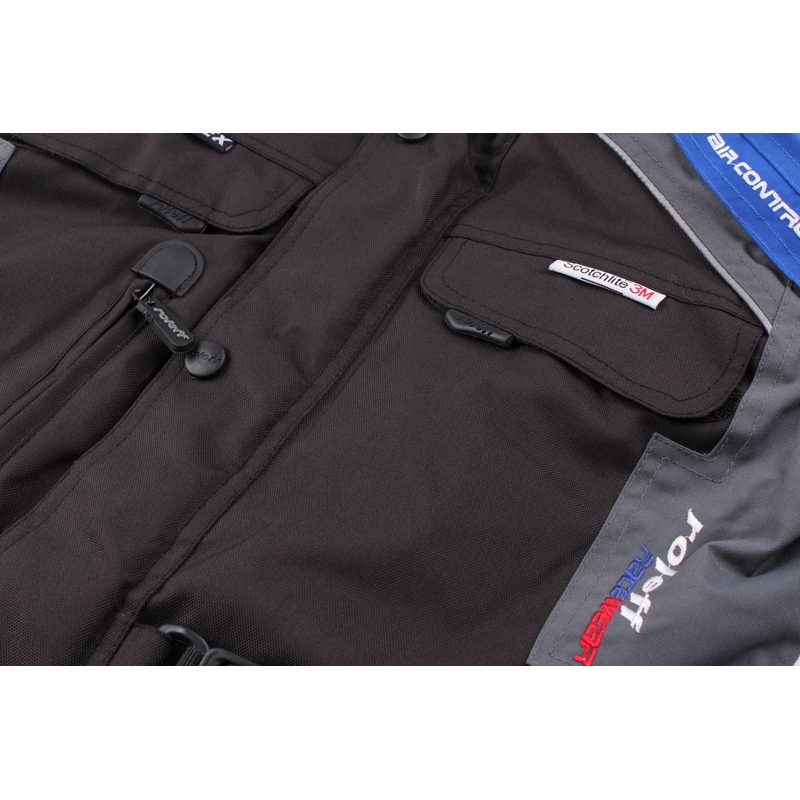 Veste de moto Roleff Liverpool noire et bleue