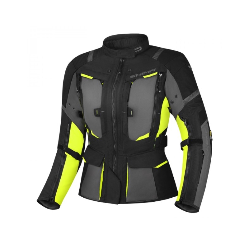 Veste de moto Shima Hero 2.0 pour femme, noir-gris-jaune fluo