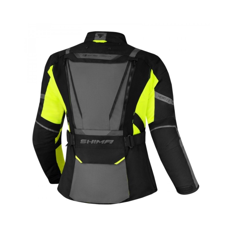 Veste de moto Shima Hero 2.0 pour femme, noir-gris-jaune fluo