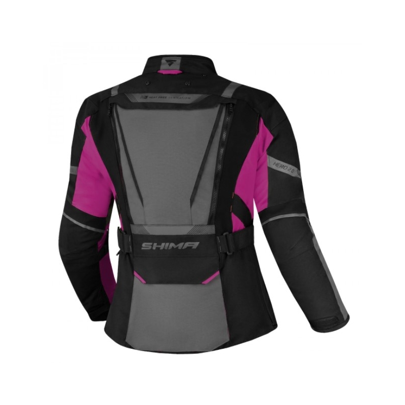 Veste moto femme Shima Hero 2.0 Noir-Gris-Rose
