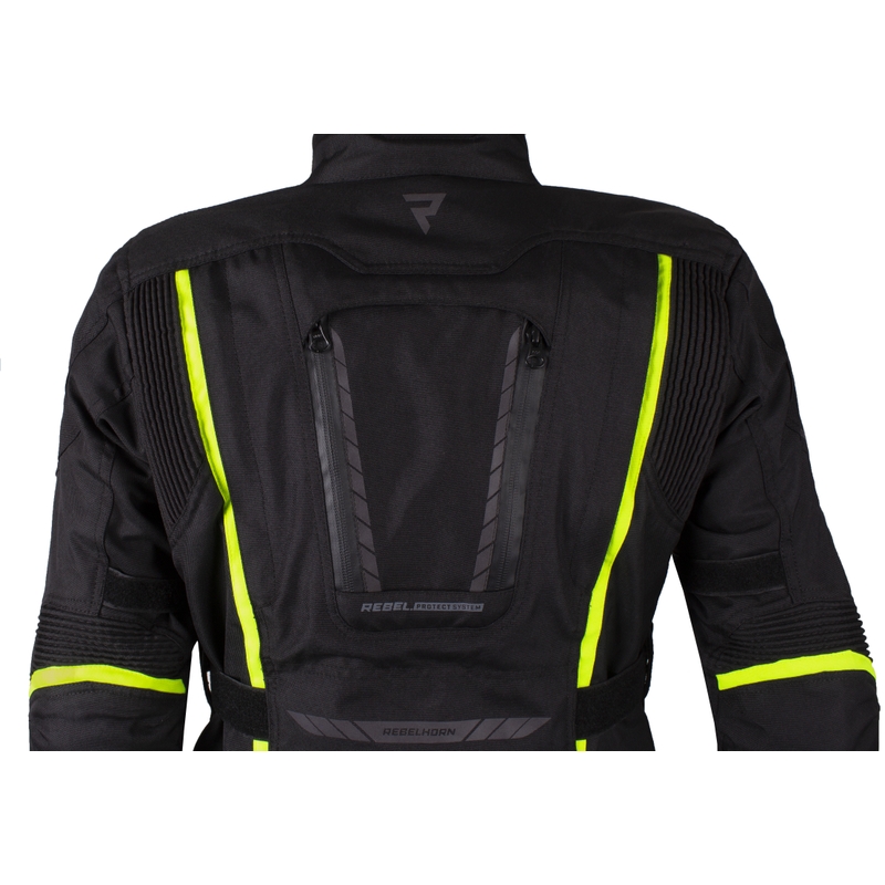 Veste moto pour femme Rebelhorn Hiker III noir-jaune fluo soldes