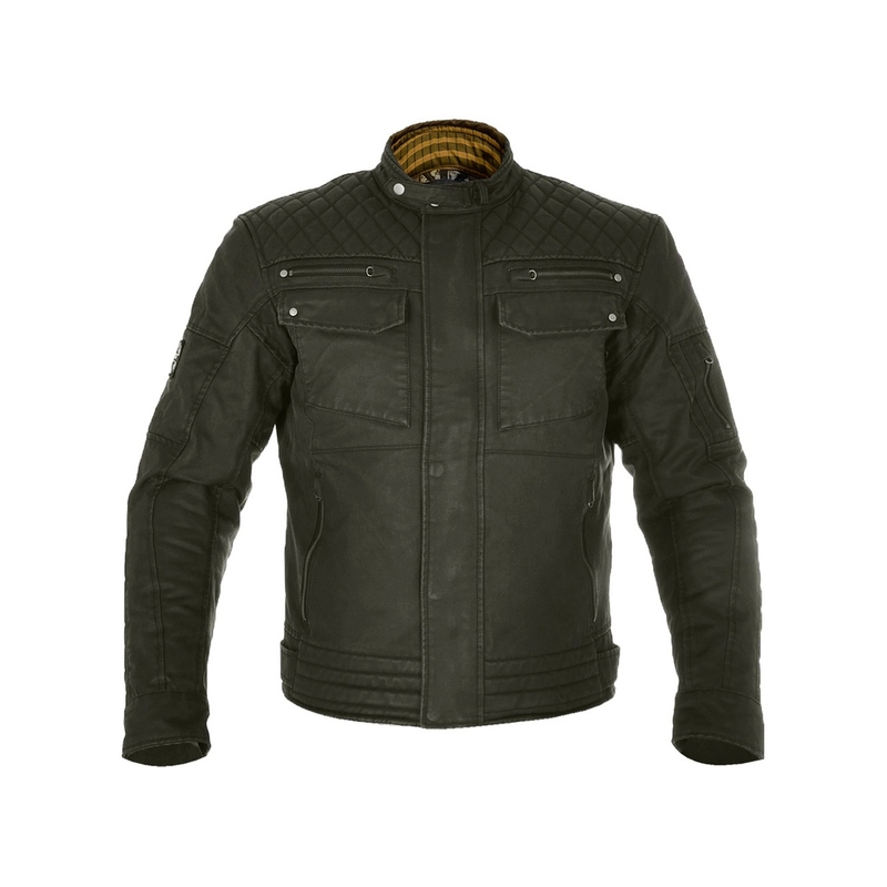 Oxford Hardy Veste de moto en cire vert foncé soldes