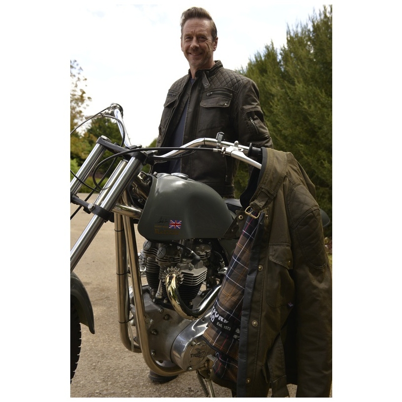 Oxford Hardy Veste de moto en cire vert foncé soldes