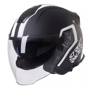 Casque de moto ouvert Street Racer SR 01 noir et blanc