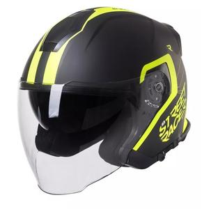 Casque moto ouvert Street Racer SR 01 noir-jaune fluo