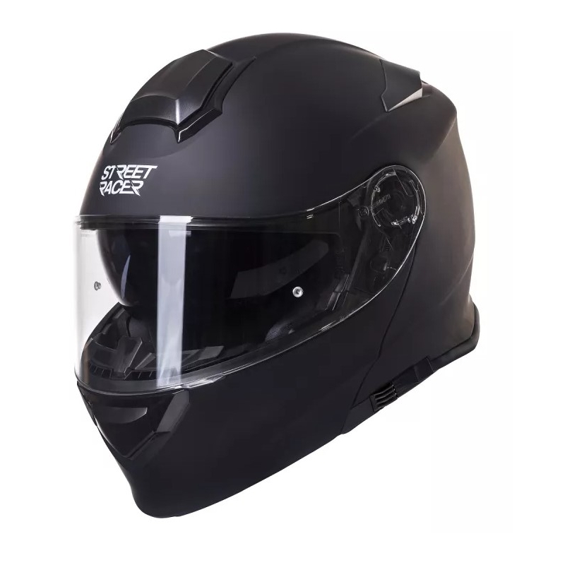 Casque de moto Street Racer SR V1 noir mat à visière relevable
