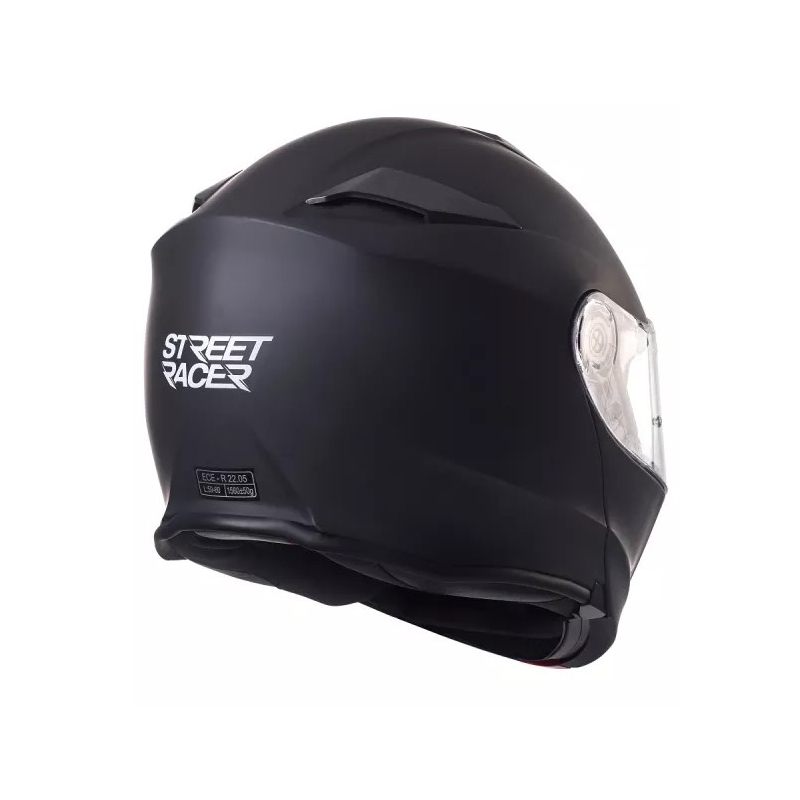 Casque de moto Street Racer SR V1 noir mat à visière relevable