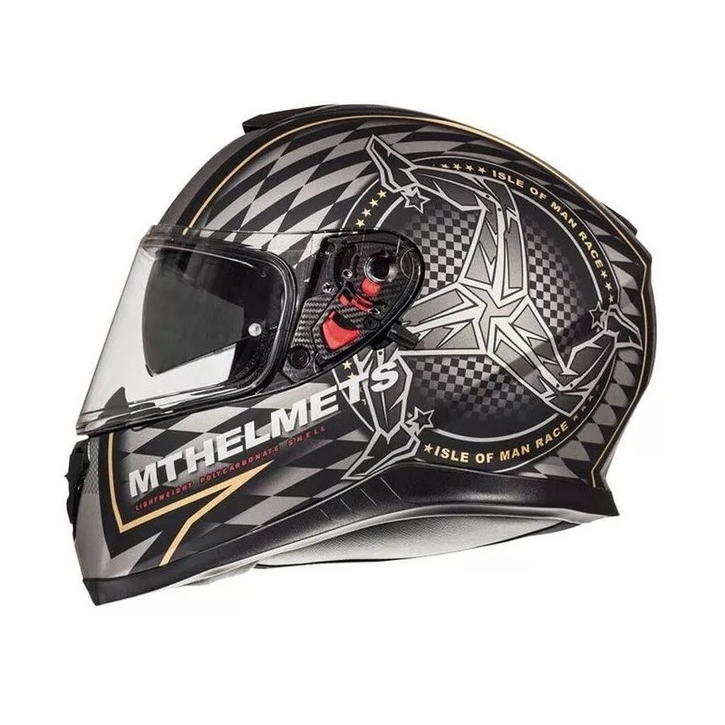 Casque moto intégral MT Thunder 3 SV isle of man noir et argent soldes