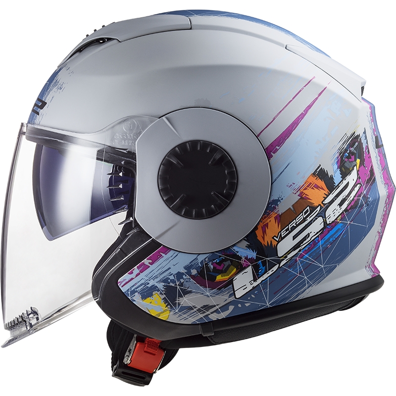 Casque moto ouvert LS2 OF570 Verso Spring bleu argenté