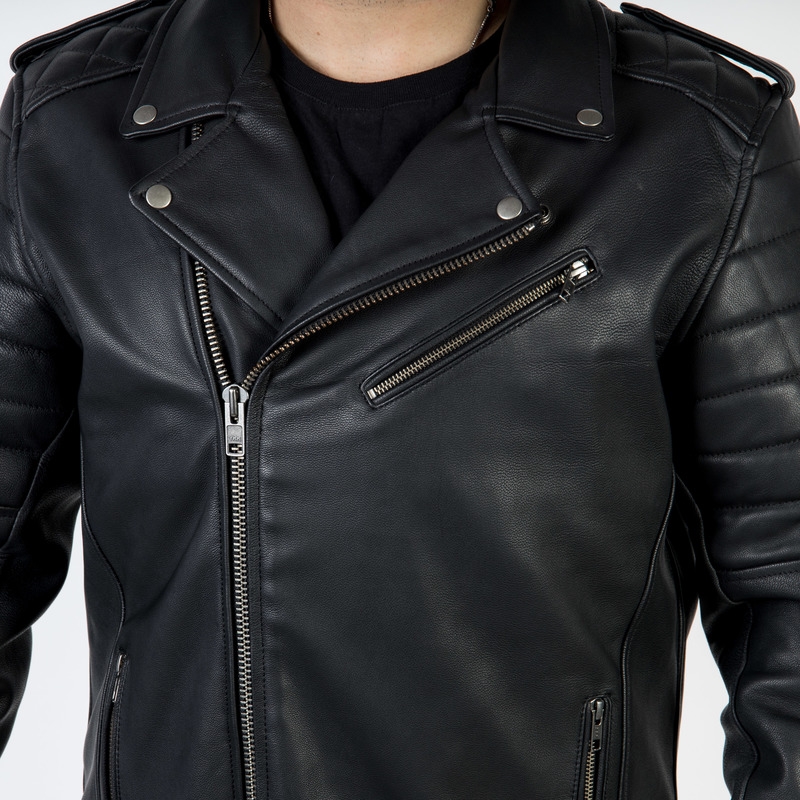Ozone Ramones Modern Black Motorcycle Jacket soldes