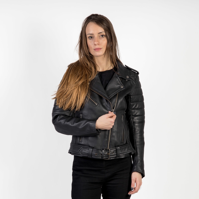 Veste de moto Ozone Ramones Modern Black pour femme soldes