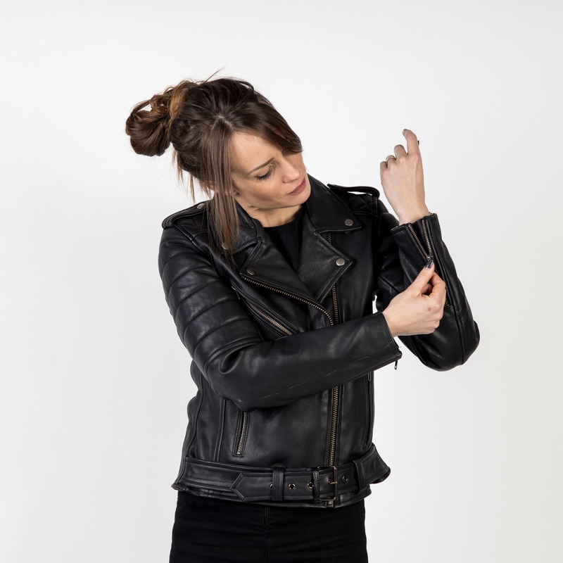 Veste de moto Ozone Ramones Modern Black pour femme soldes
