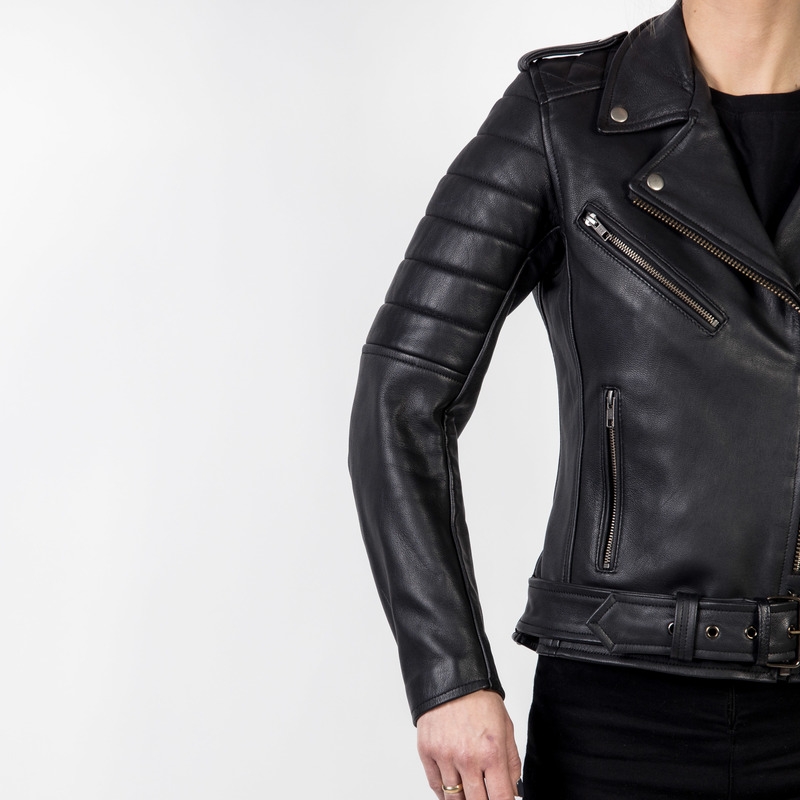 Veste de moto Ozone Ramones Modern Black pour femme soldes