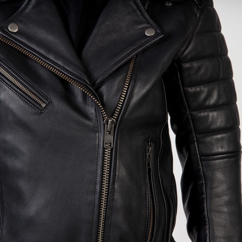 Veste de moto Ozone Ramones Modern Black pour femme soldes