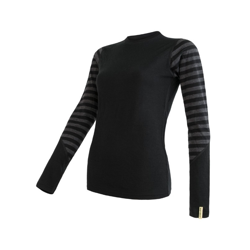 Dámské funkční triko Sensor Merino Active černo-šedé - dlouhý rukáv výprodej