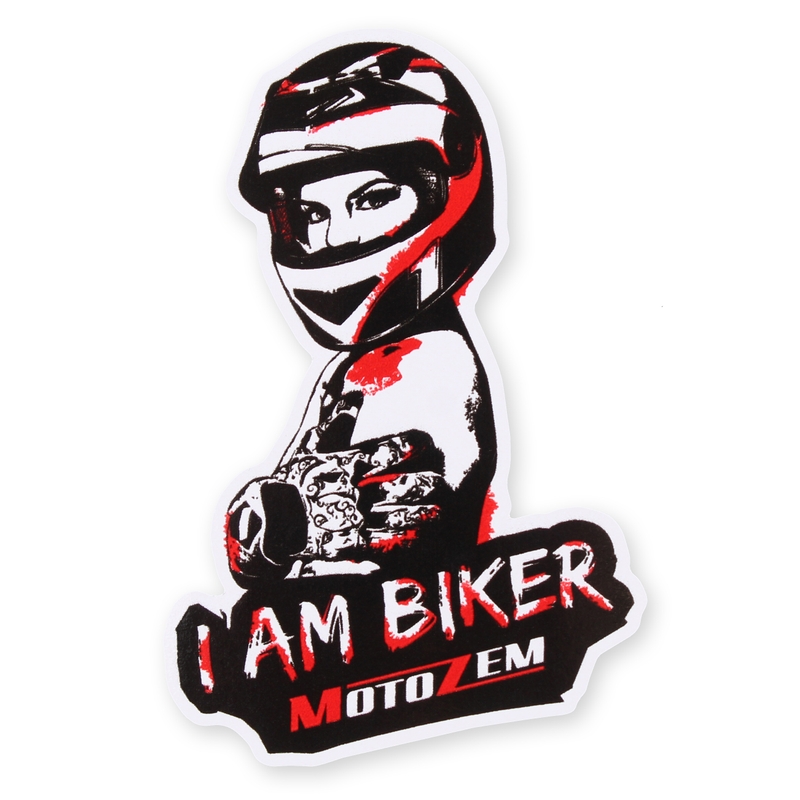 Autocollant MotoZem I Am Biker - Femme maxi