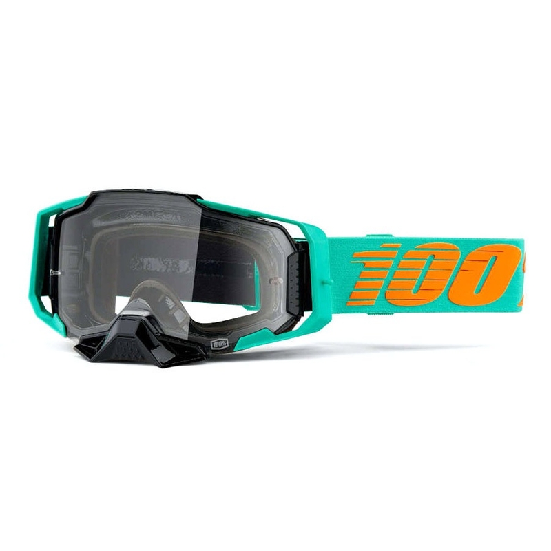 Lunettes de motocross 100% ARMEGA Clark turquoise (plexi transparent)