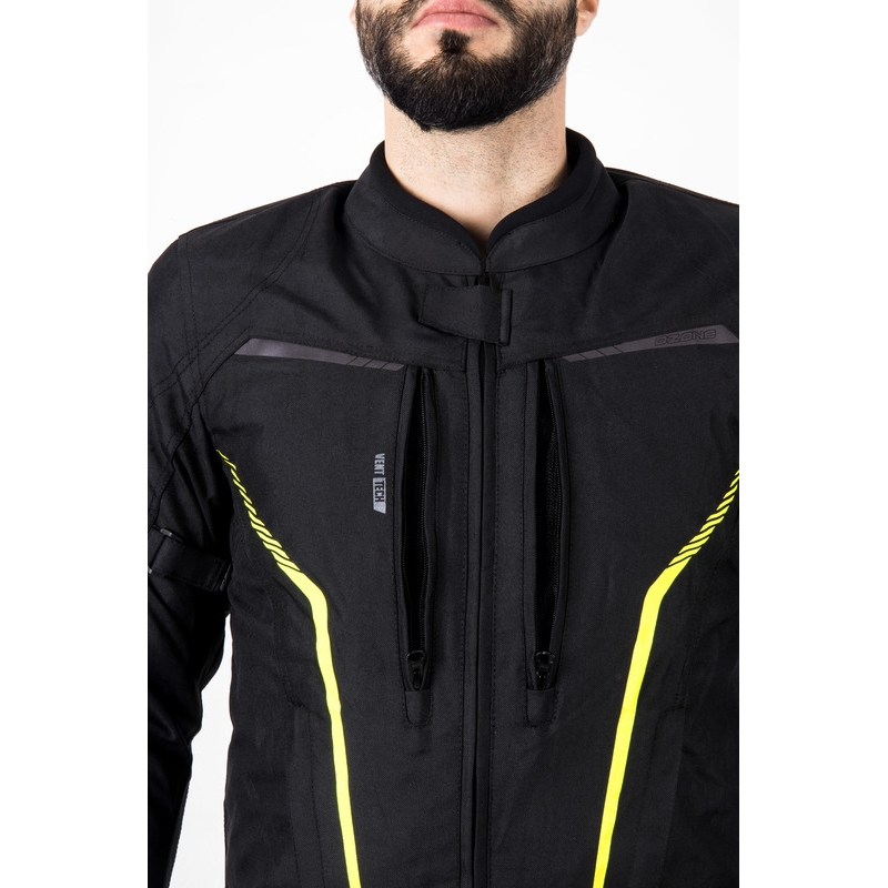 Blouson moto Ozone Delta IV noir-jaune fluo