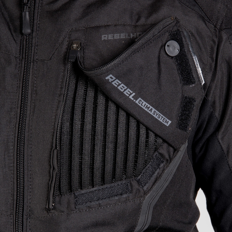 Veste de moto noire Borg de Rebelhorn soldes