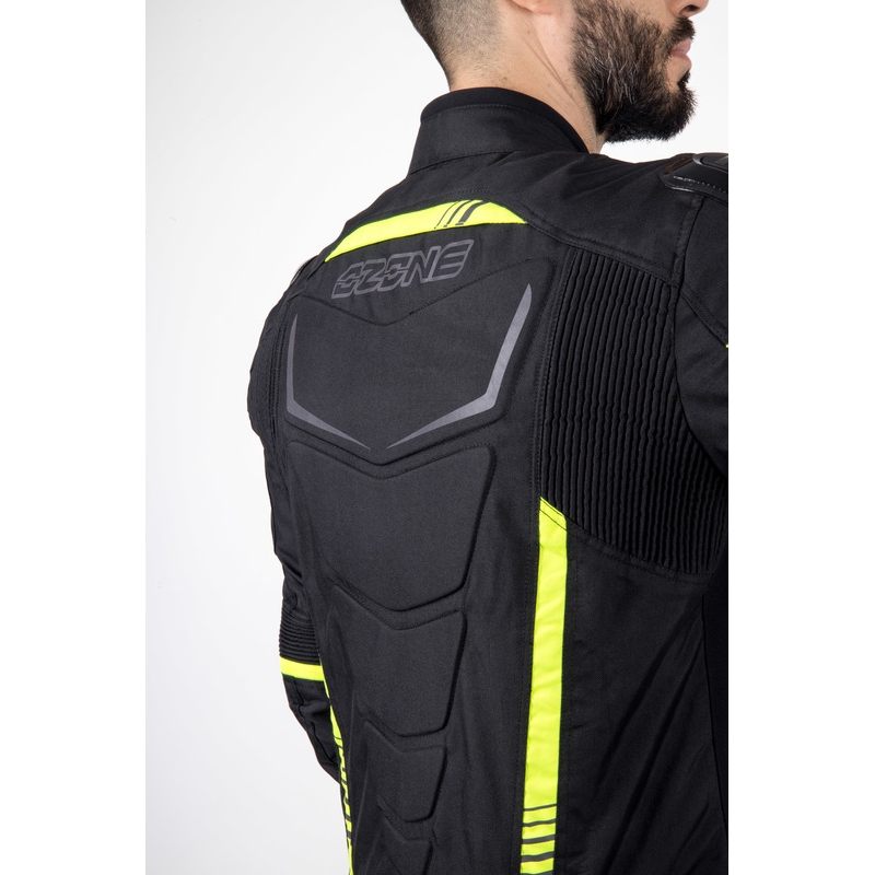 Veste de moto Ozone Pulse noir-jaune fluo