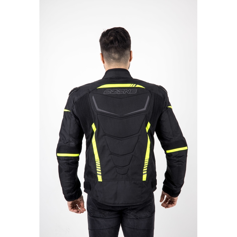 Veste de moto Ozone Pulse noir-jaune fluo