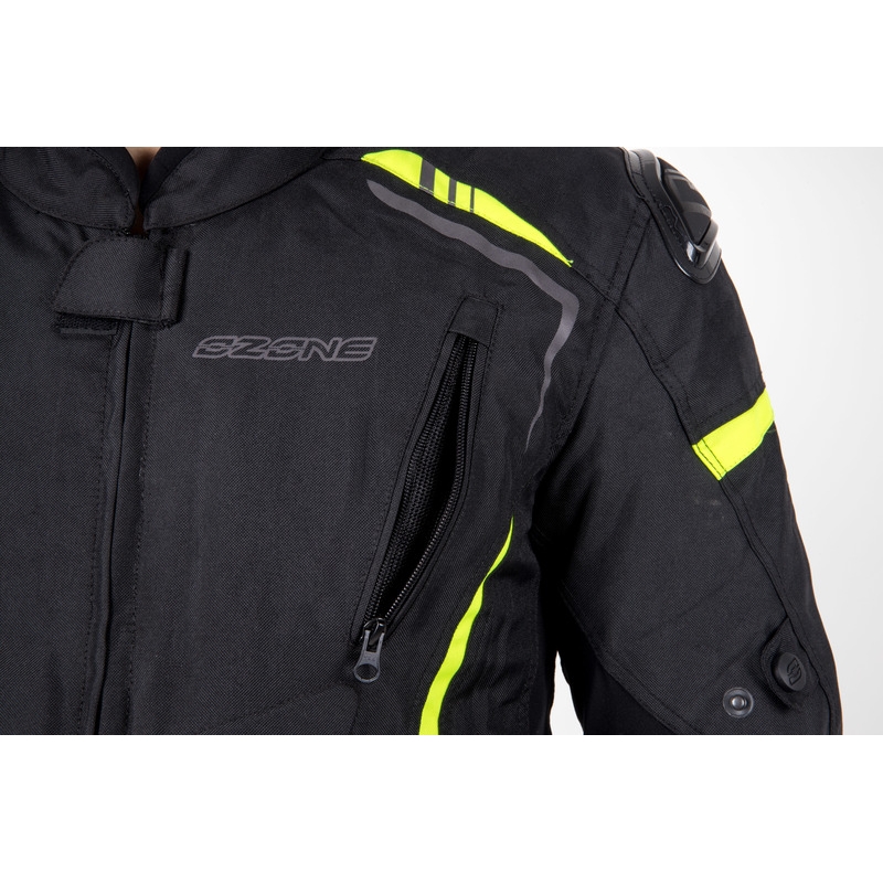 Veste de moto Ozone Pulse noir-jaune fluo