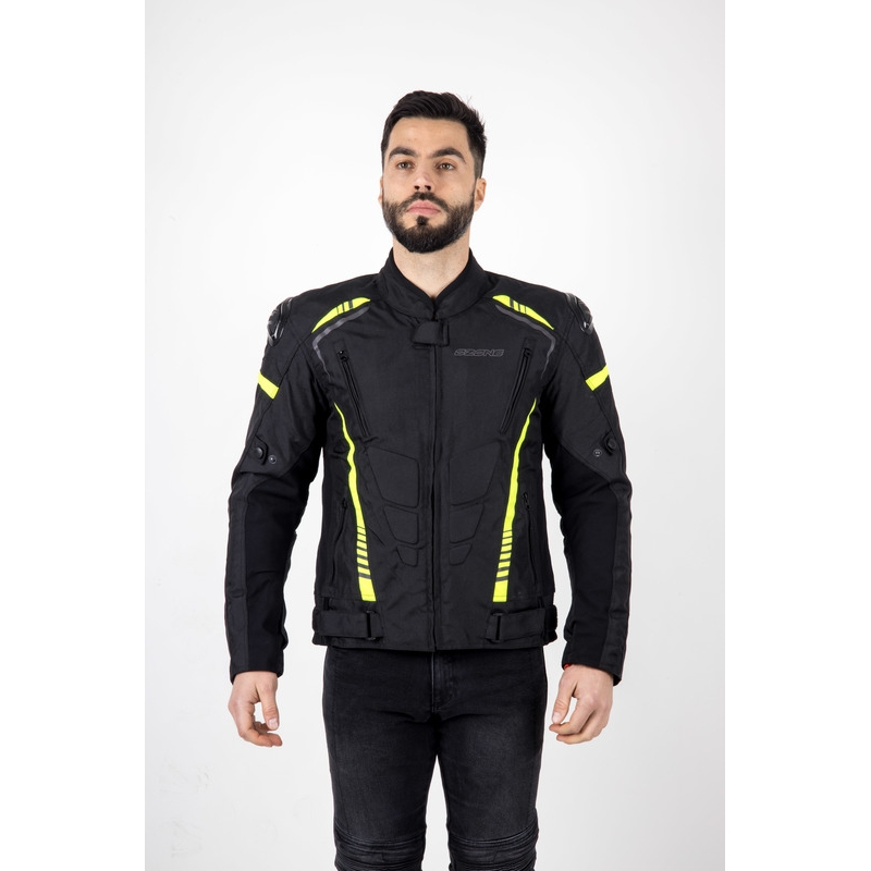 Veste de moto Ozone Pulse noir-jaune fluo