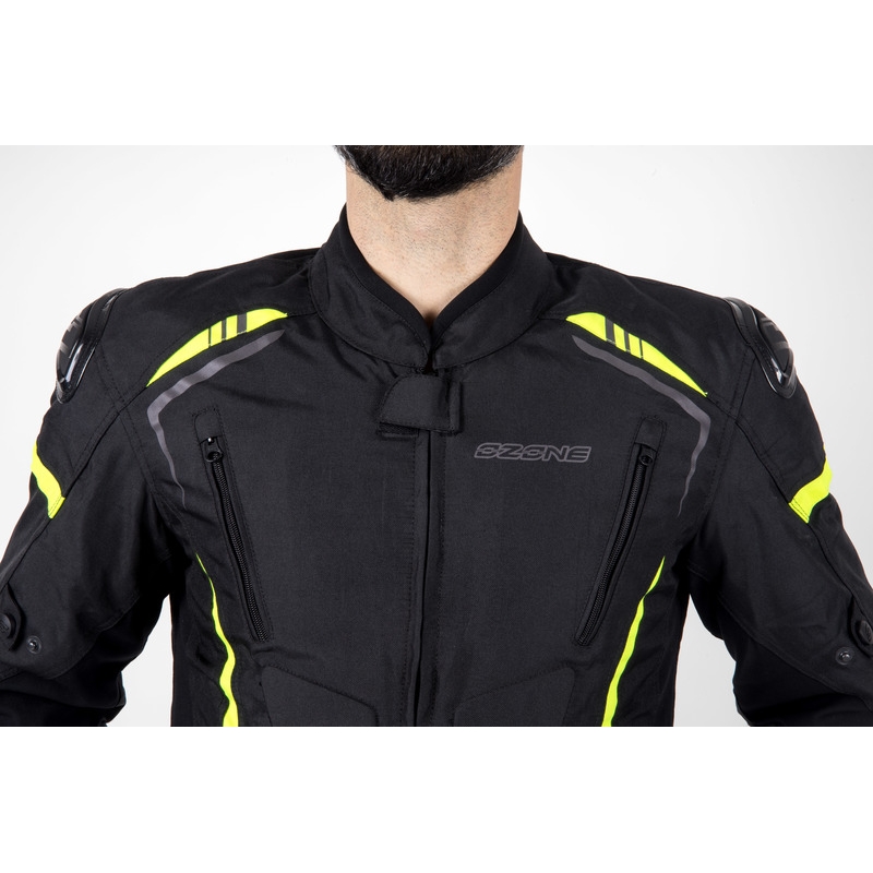 Veste de moto Ozone Pulse noir-jaune fluo