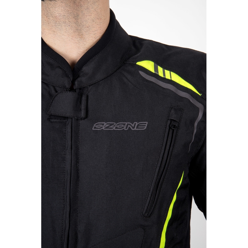 Veste de moto Ozone Pulse noir-jaune fluo