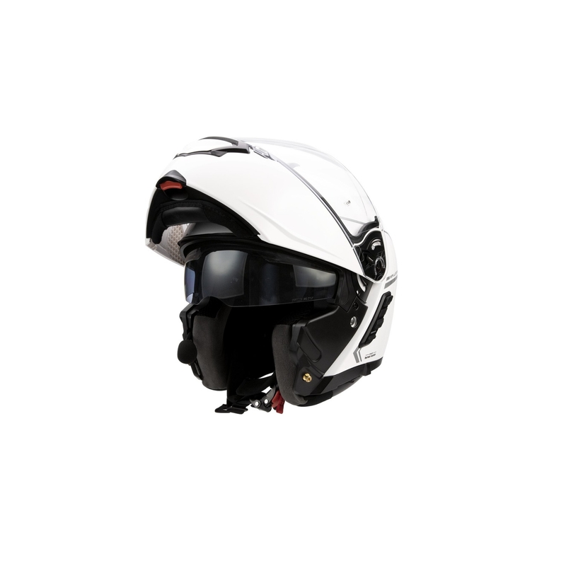 Casque de moto pliant avec casque en maille SENA Impulse blanc brillant soldes