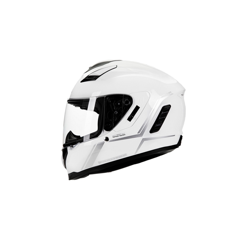 Casque intégral de moto SENA Stryker blanc brillant avec système de ventilation Mesh.