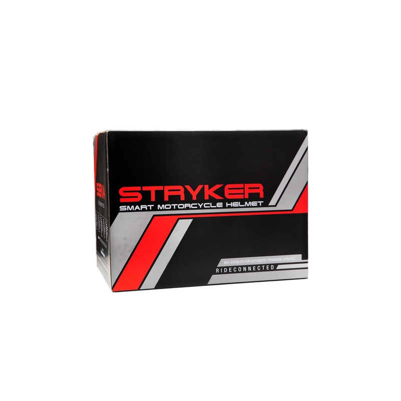 Casque intégral de moto SENA Stryker blanc brillant avec système de ventilation Mesh.