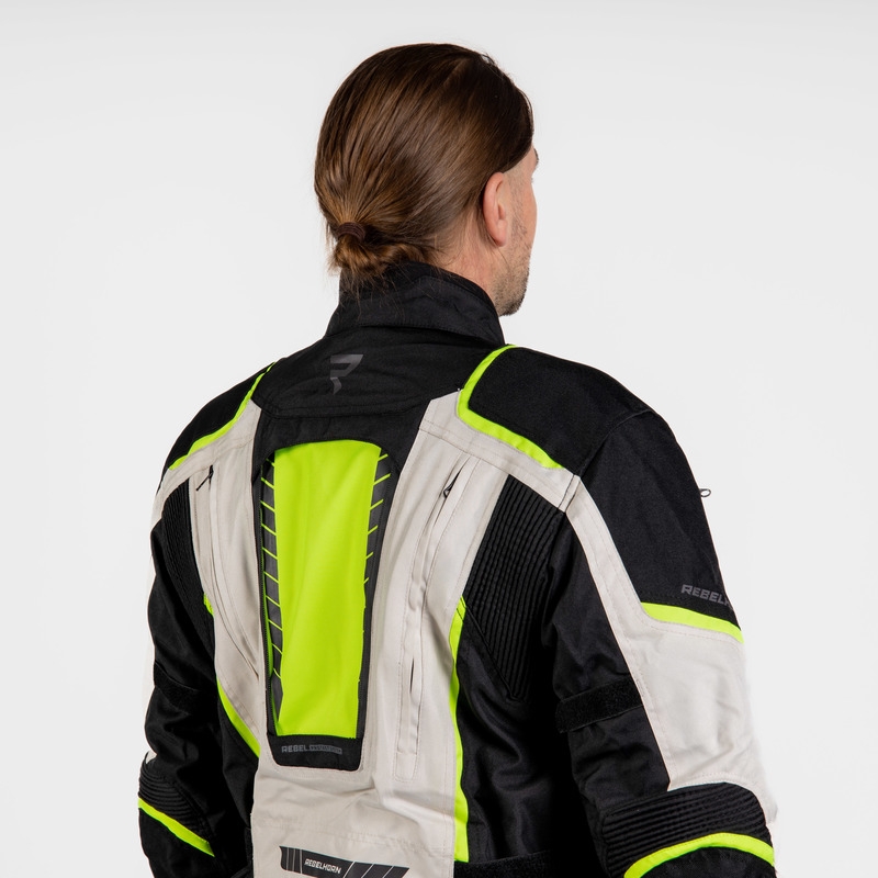 Veste de moto Rebelhorn Hiker III noir-gris-jaune fluo soldes