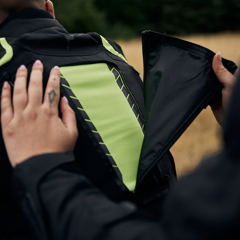Veste de moto Rebelhorn Hiker III noir-jaune fluo